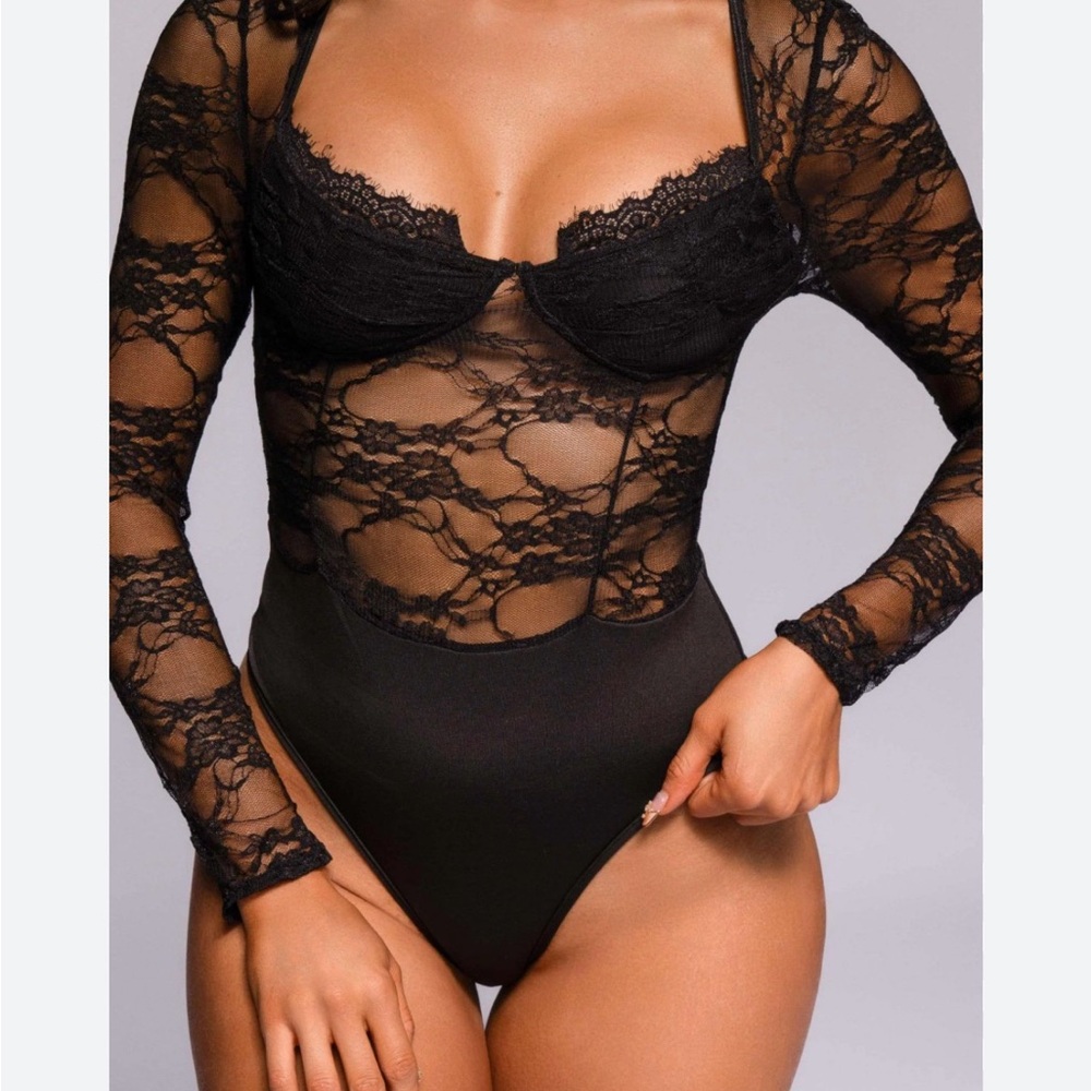 Fascinating Nights Black Lace Bodysuit NWOT XXL